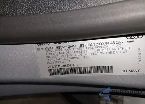 2017 Audi A7 3.0T Premium Plus z USA, uszkodzony, nr VIN WAU22AFC7HN021451